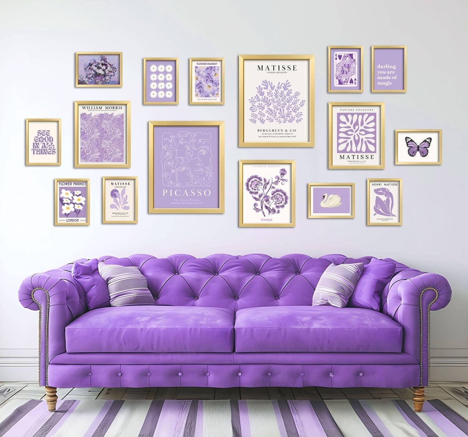 Purple Gallery Wall Art 16pc 11x14in Lavender Poster Set