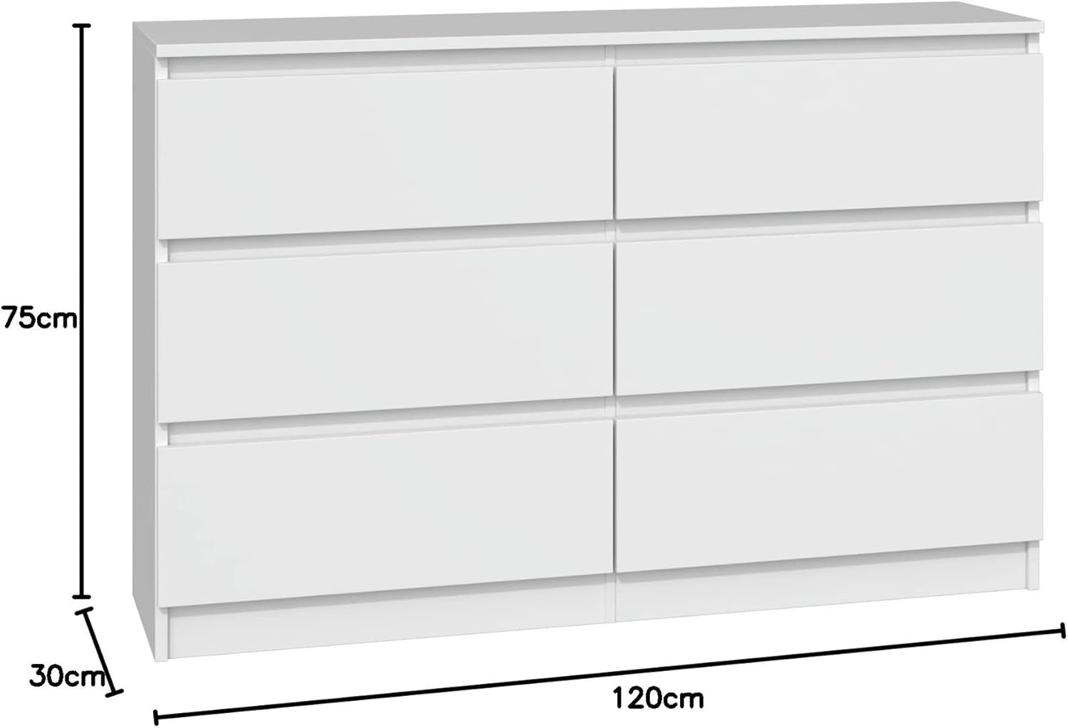 Modern White 6-Drawer Dresser Chest – Sleek Storage for Bedroom & Home Office