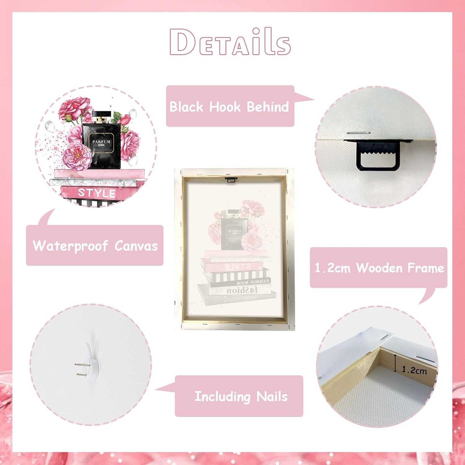 Makeup Fashion Wall Art Set of 6 Framed Girls Bedroom 25x20cm