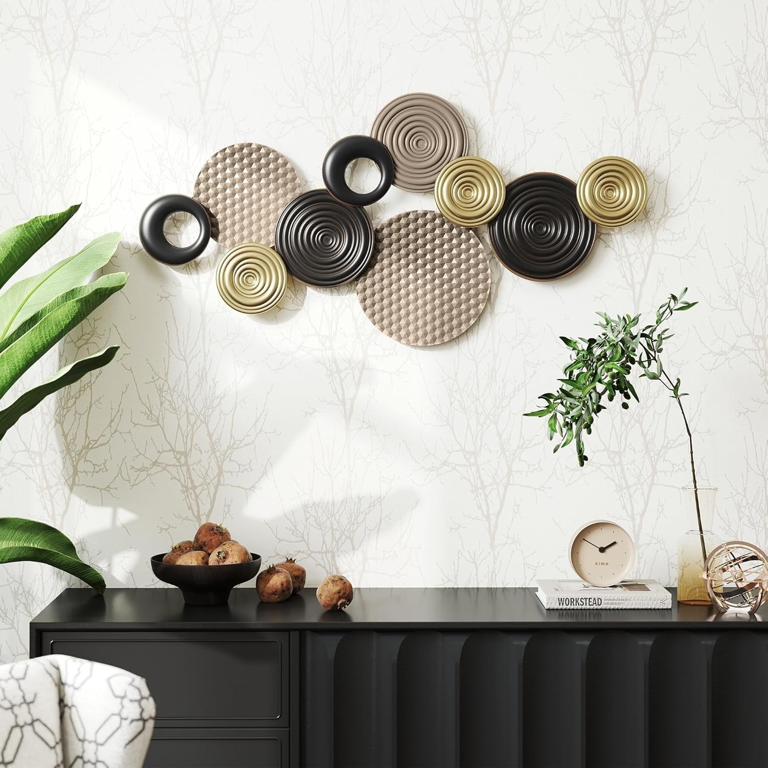 Modern Metal Wall Art – Multi-Disc Hanging Decor for Living Room