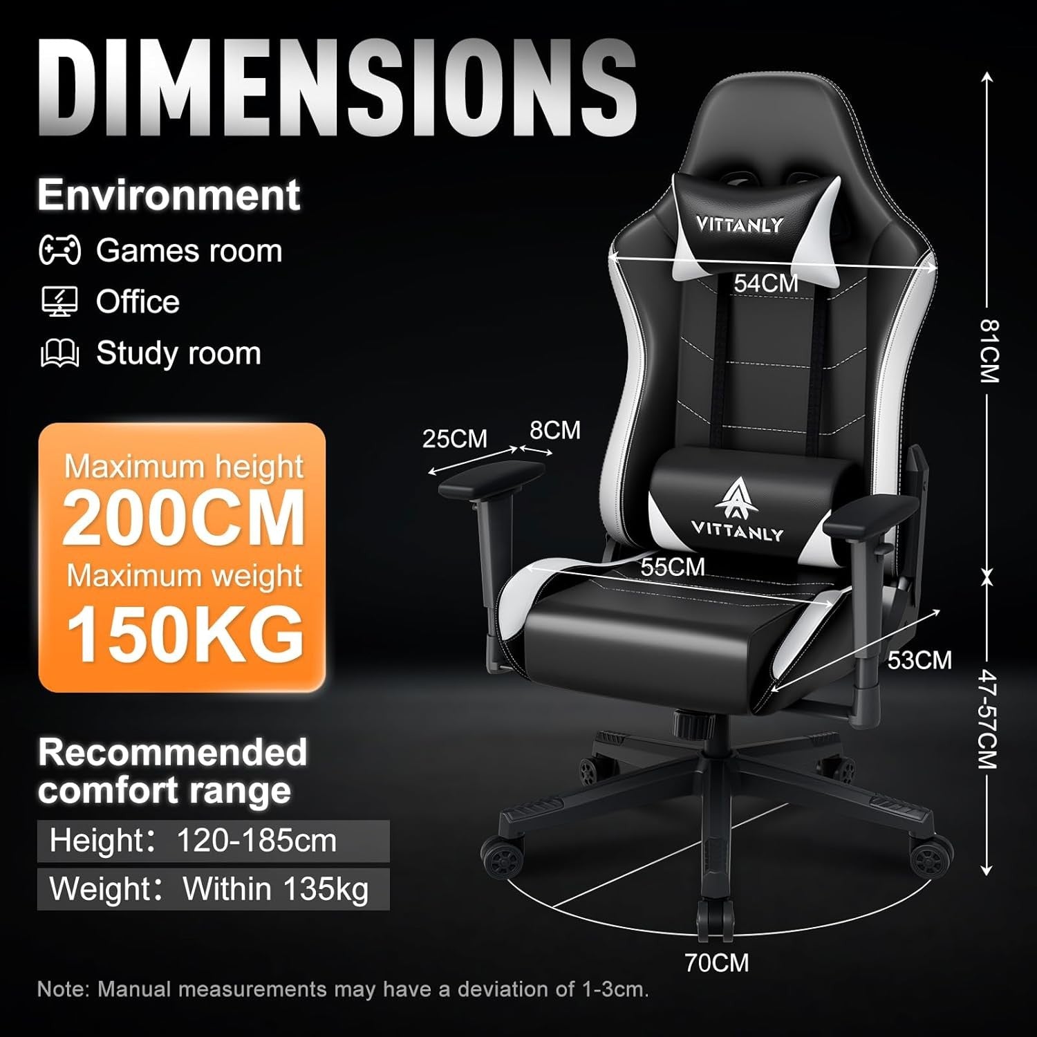 Ergonomic Gaming Chair Reclining Swivel Lumbar White