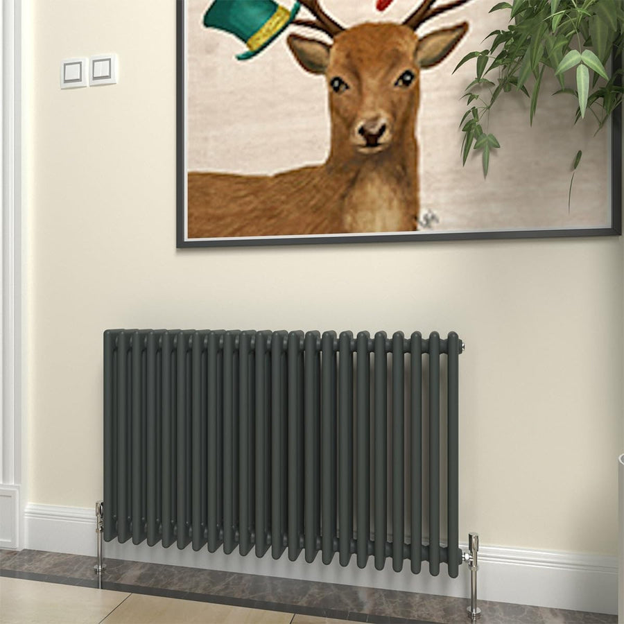 Anthracite 3 Column Horizontal Radiator 600x1010mm Modern Cast Iron