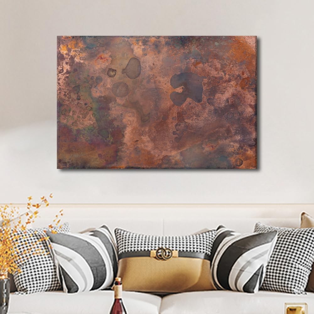 Large Rust Brown Grey Abstract Canva Wall Art 90x60cm