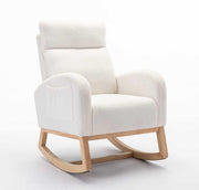 Modern Rocking Chair Teddy Fabric Foam Padded Armchair for Living Room