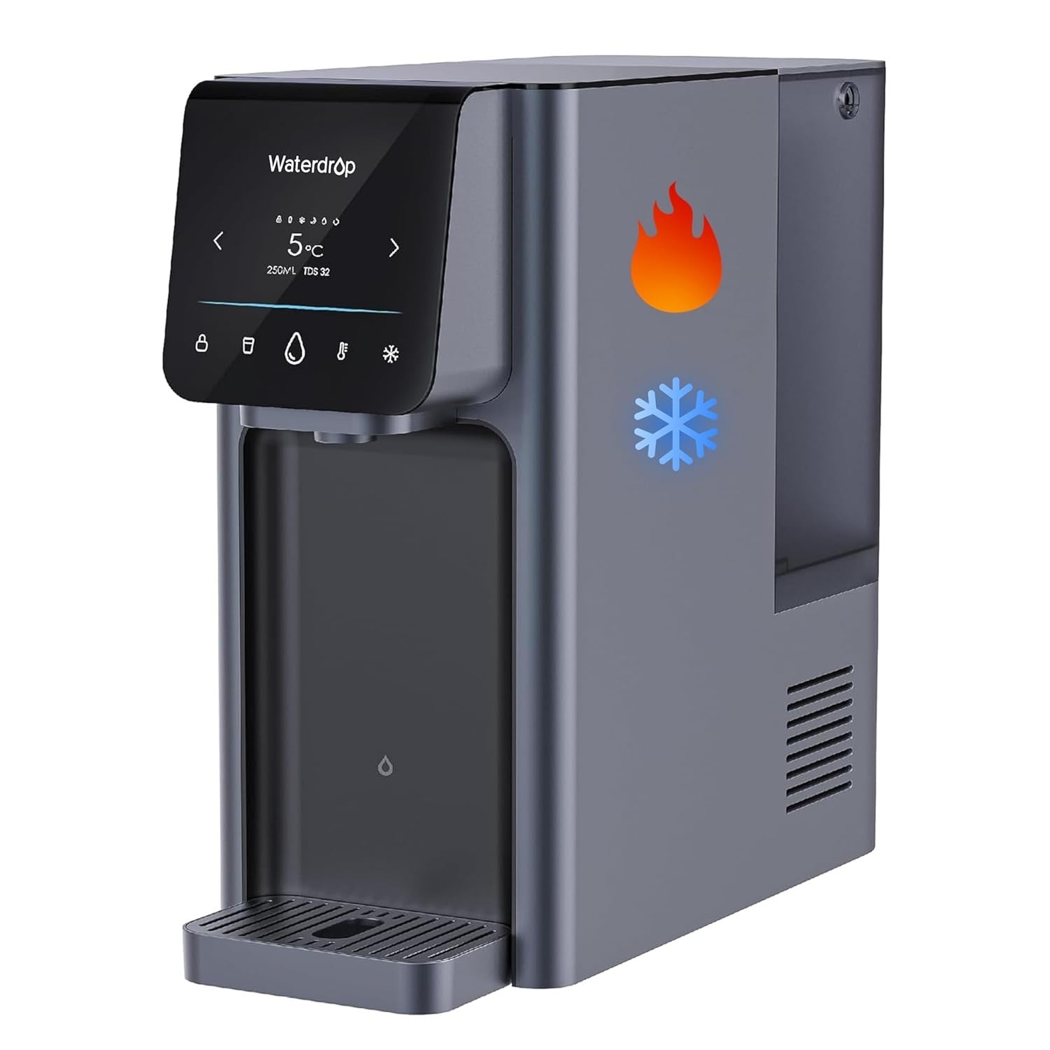 Countertop RO Water Dispenser Hot Cold 6 Temp Touch Screen Bottle less