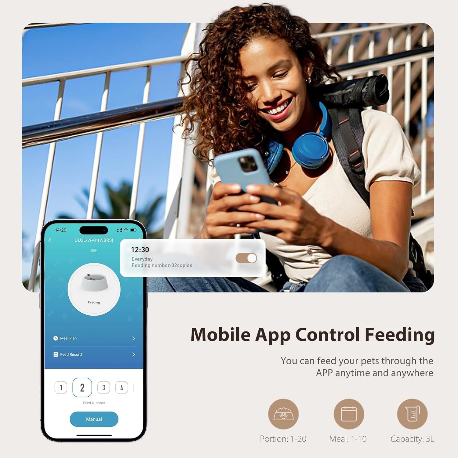 5G WiFi Automatic Pet Feeder App Control Timer Food Dispenser