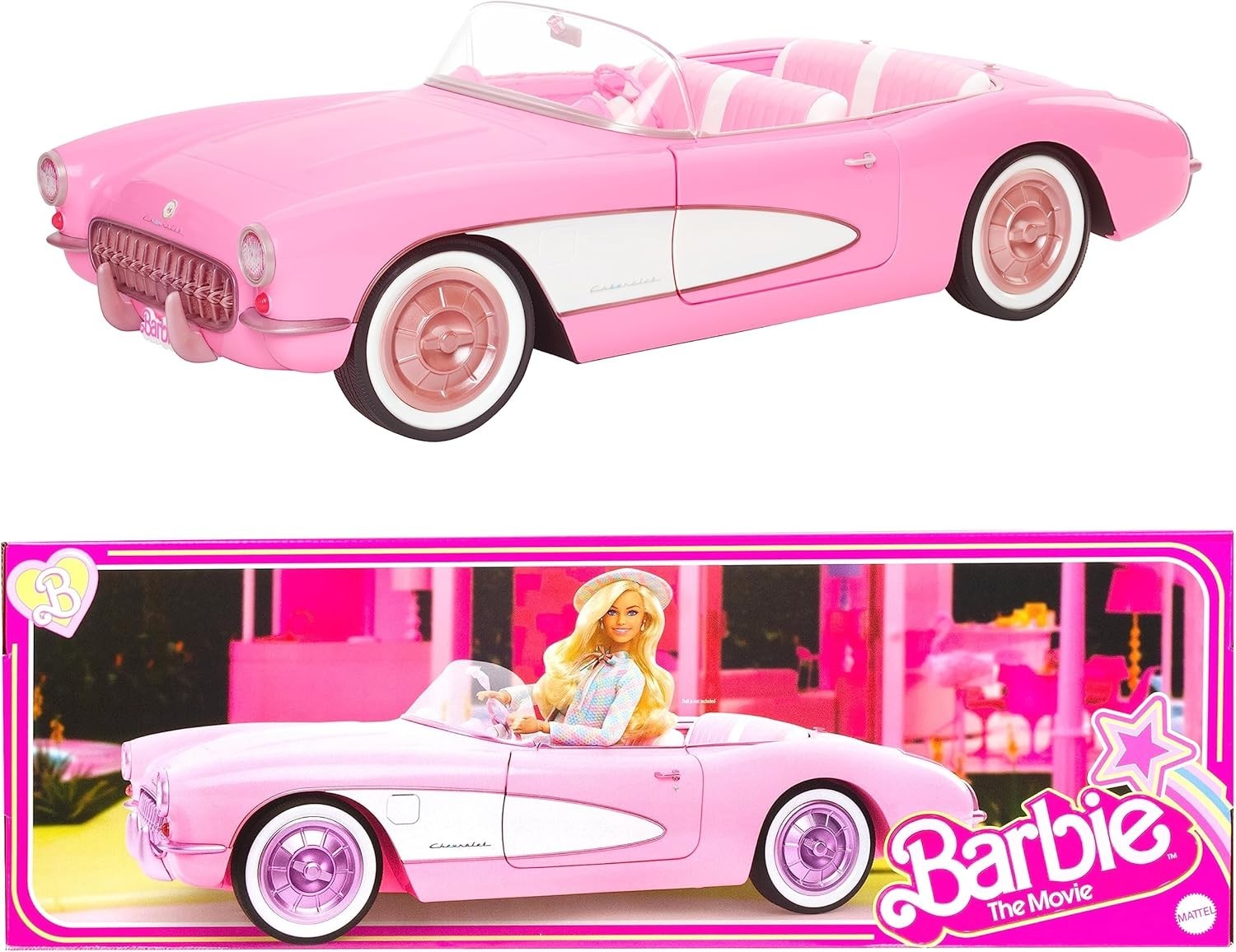 Pink Vintage Convertible Doll Car Whitewall Tires Trunk Storage