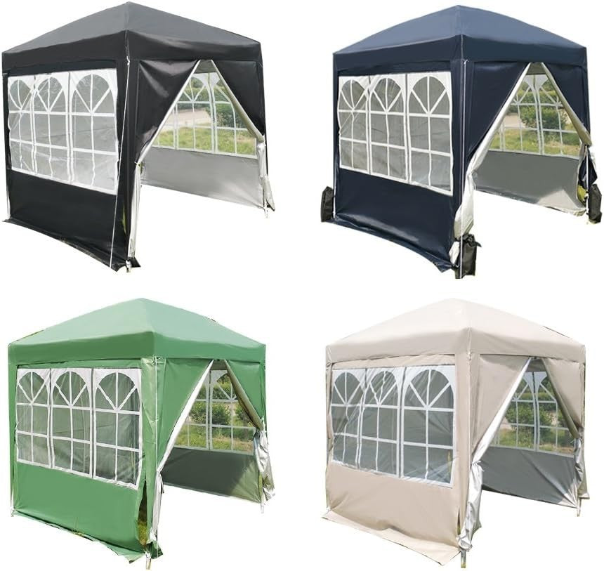 2x2m Black Pop Up Gazebo Waterproof Outdoor Party Tent w/ Side Walls