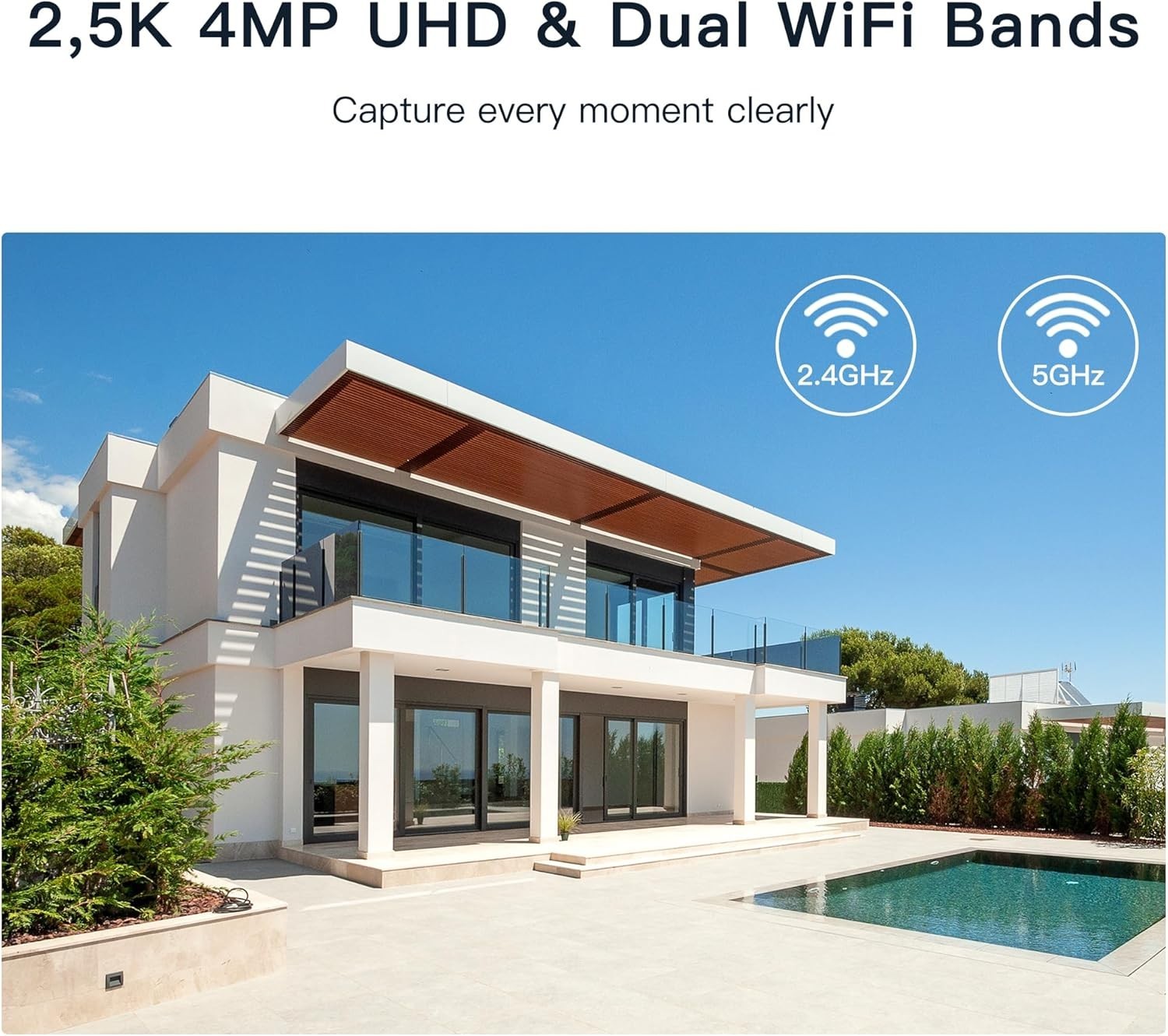 2.5K PTZ Security Camera Outdoor 5GHz WiFi 360° Auto Tracking IP65
