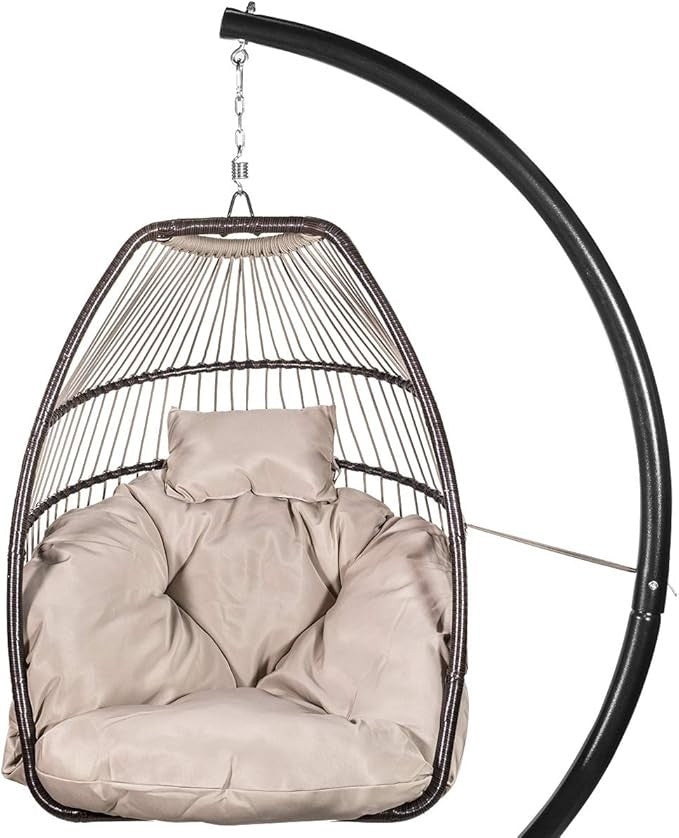 Luxury Egg Swing Chair with Cushion for Indoor Outdoor Patio Garden Relax