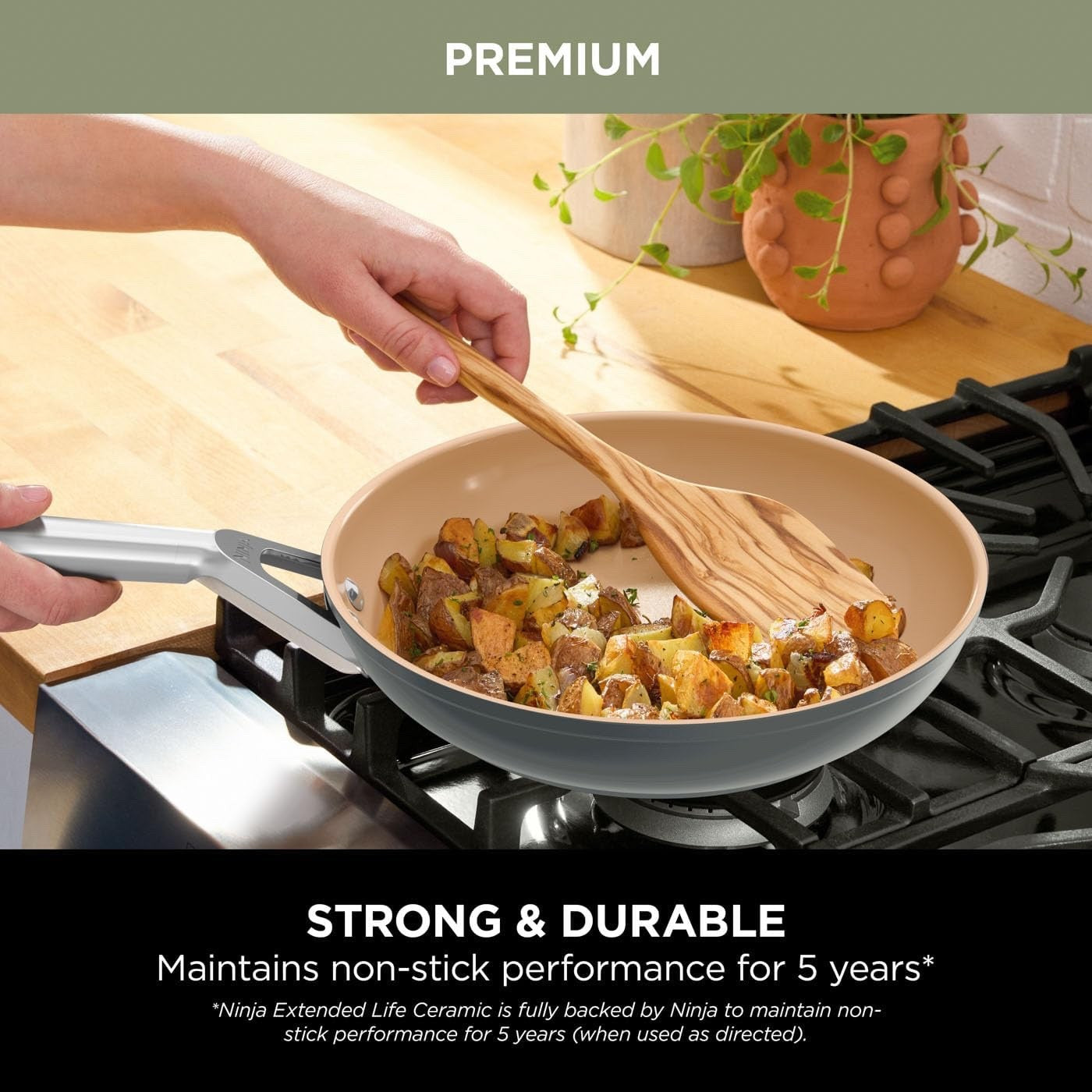 28cm Terracota & Grey Ceramic Non-Stick Frying Pan – Induction & Oven Safe
