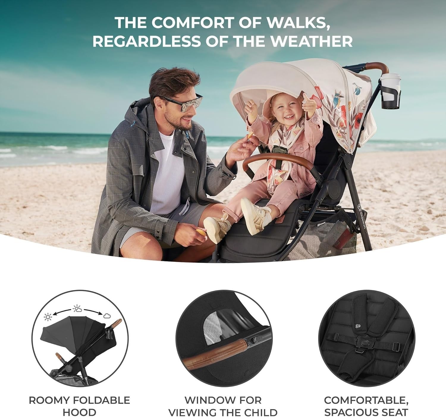 Large Baby Pushchair Stroller Lie Flat One Hand Fold All Terrain 22kg
