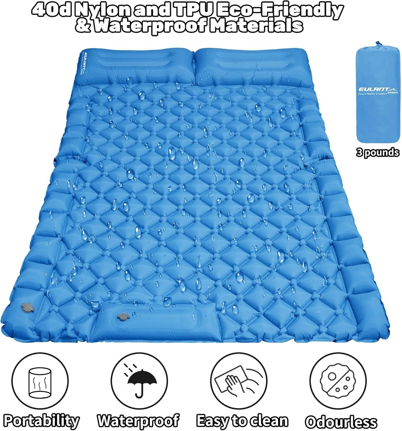 2-Person Inflatable Car Mattress with Foot Pump & Waterproof Velvet Blanket