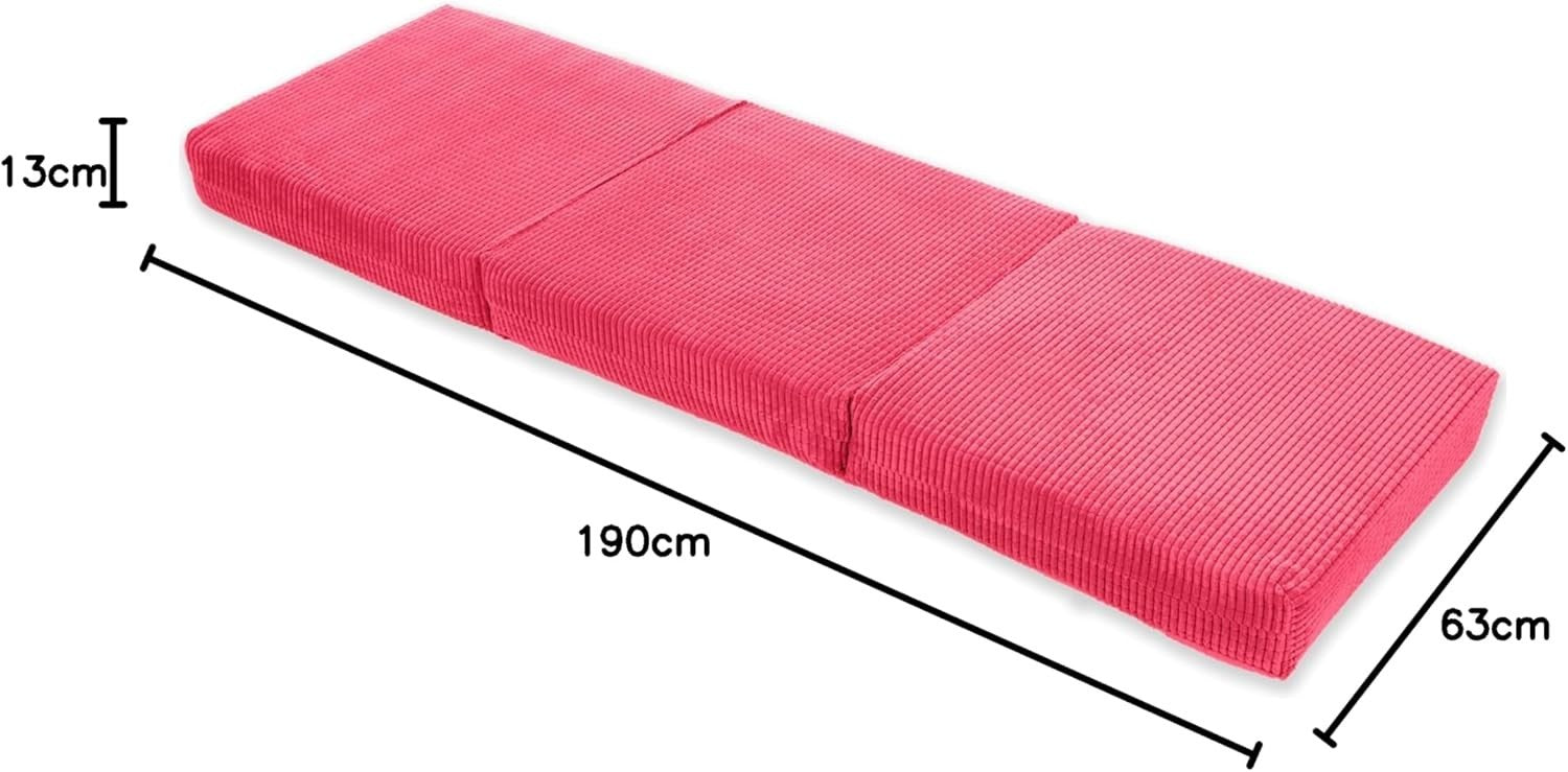 Z Bed Chair Futon Mattress Pink Fold Out Single Sofa Bed Footstool Seat