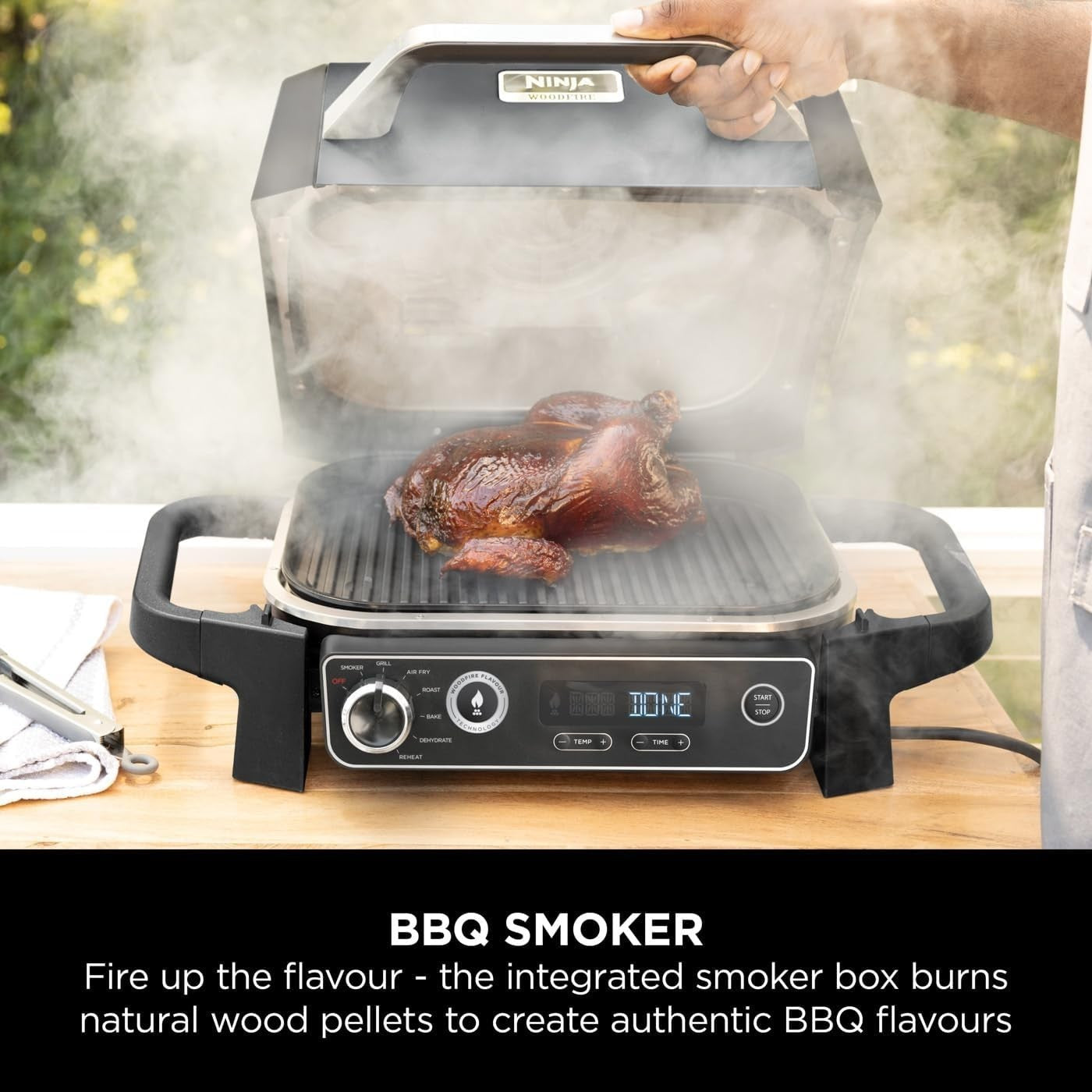 7-in-1 Electric BBQ Grill & Smoker with Air Fryer, Dehydrator & Bake Functions