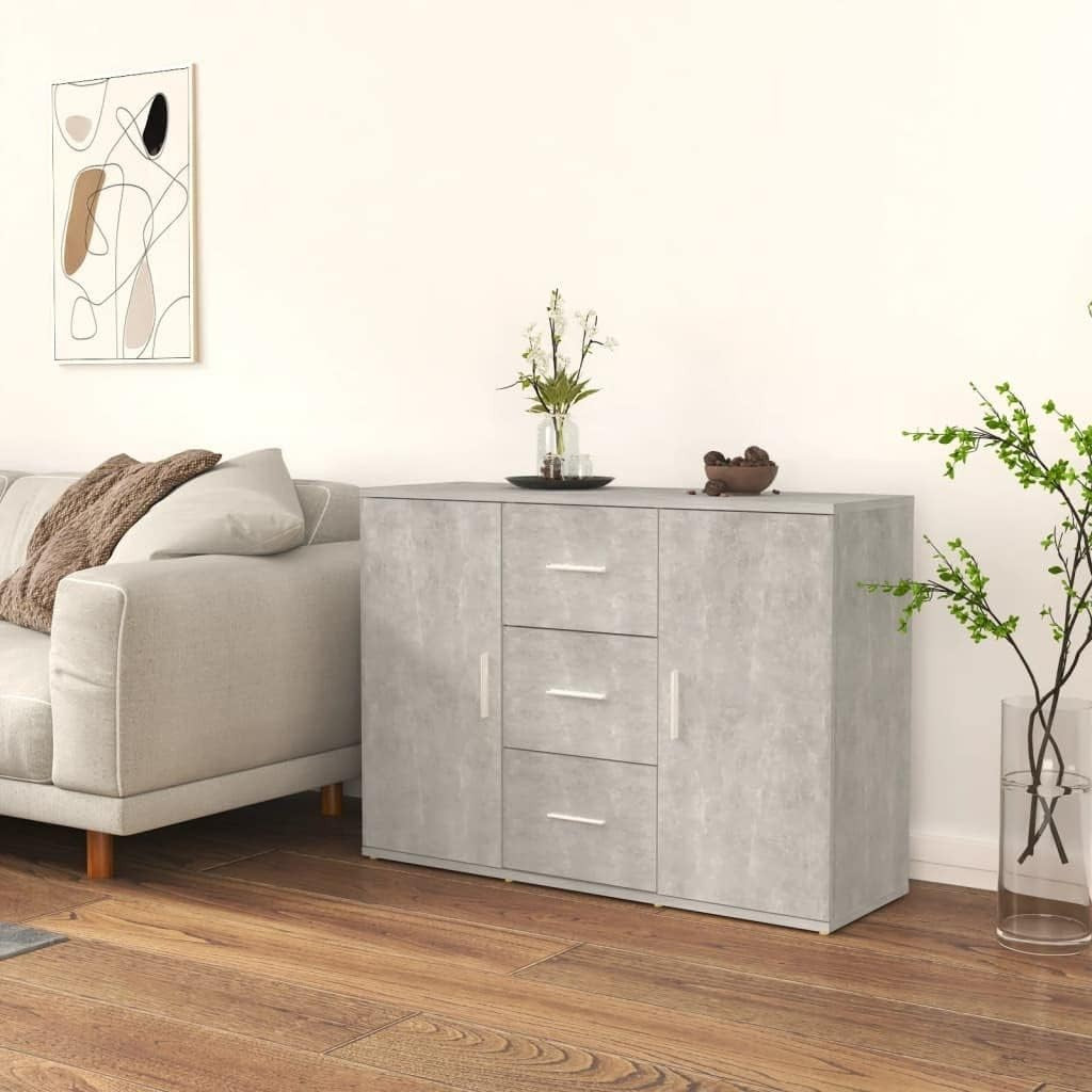 Modern Grey Sideboard Cabinet with 3 Drawers & 2 Doors – Living Room Storage
