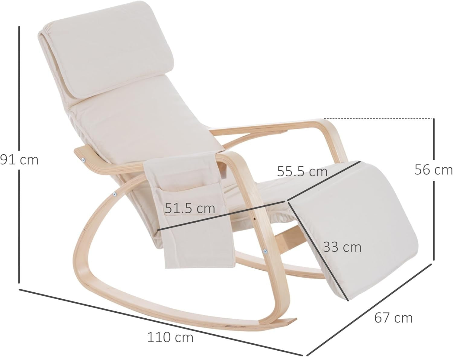 Rocking Recliner Chair w/ Adjustable Footrest & Pillow – Comfy Lounge Seat