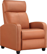 Tan PU Leather Recliner Armchair Adjustable Sofa Chair for Home Lounge