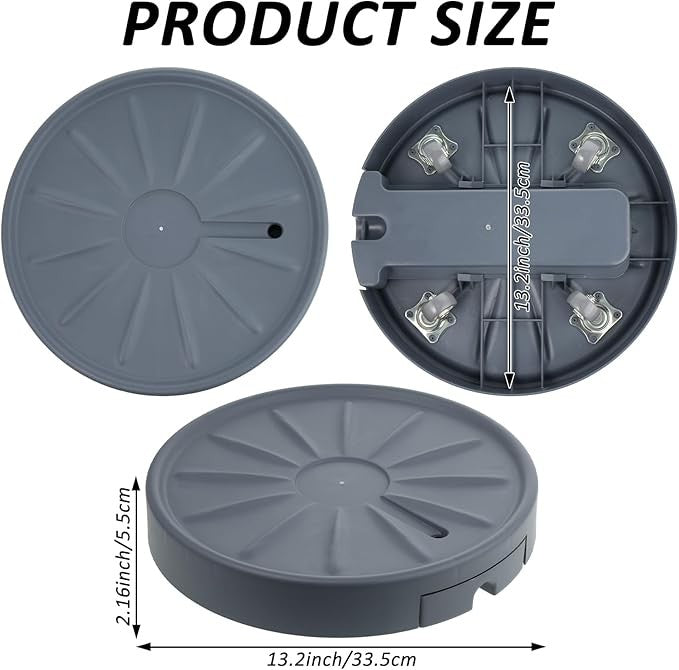 2 Pack 33cm Plant Caddy with Wheels Heavy Duty Rolling Pot Stand Indoor Outdoor