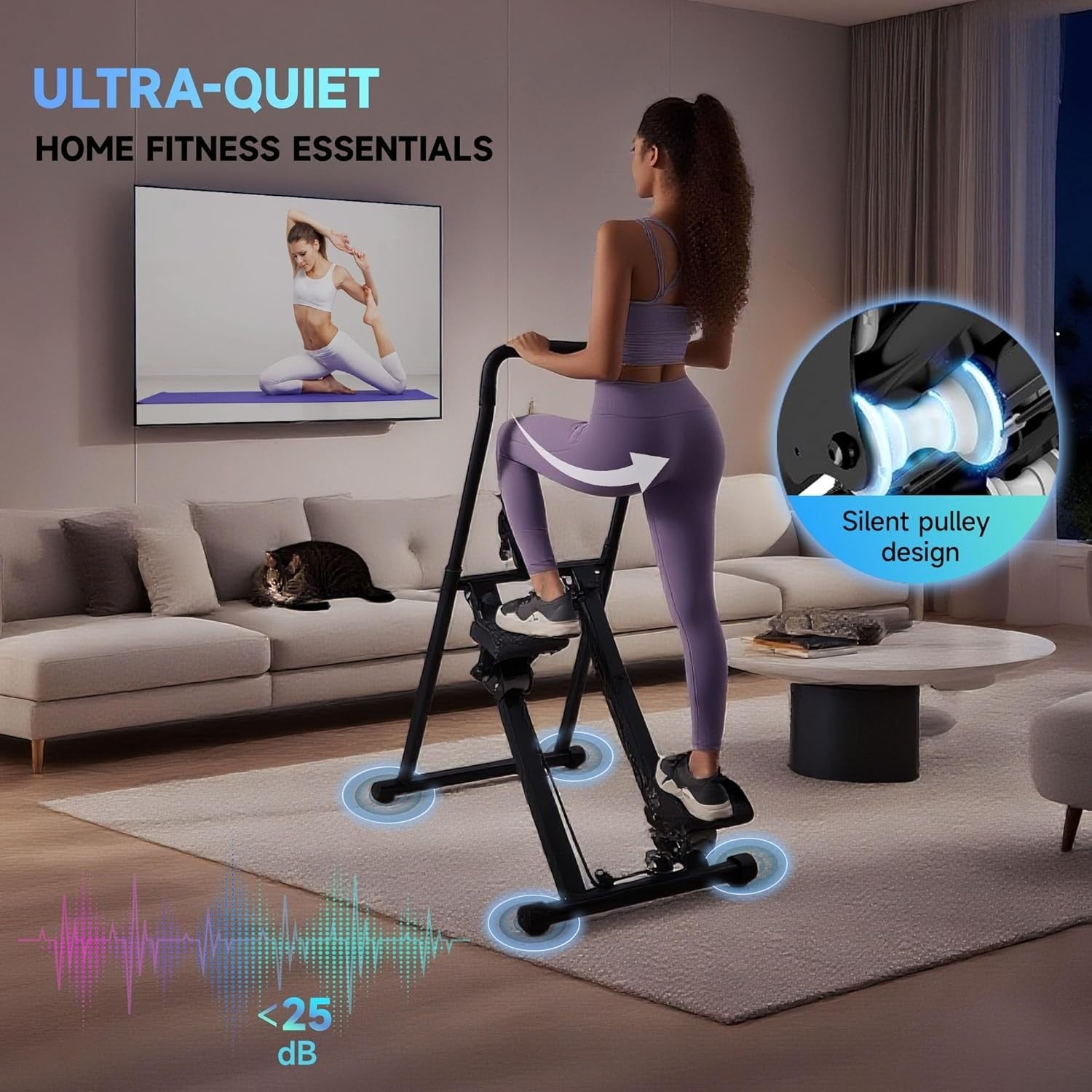 Foldable Vertical Climber Stepper w/ LCD Monitor, Adjustable Height & 150kg