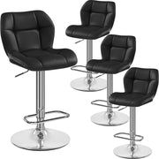 Adjustable Swivel Bar Stools Set of 4 Black PU Counter Chairs