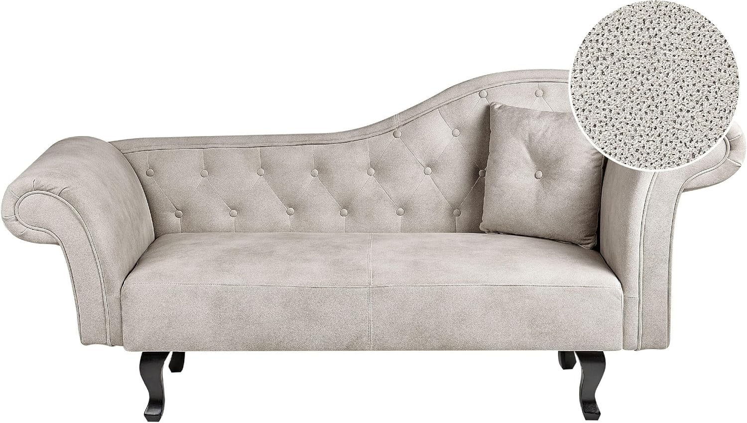 Taupe Velvet Right Hand Chaise Lounge Button Tufted Recliner with Cushion