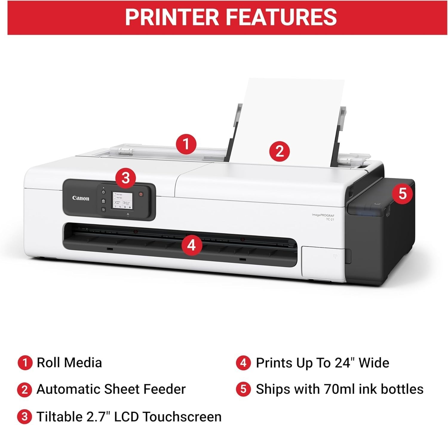 Large Format 24" Printer | Posters, Roll & Sheet, 4-Color Ink, Wi-Fi