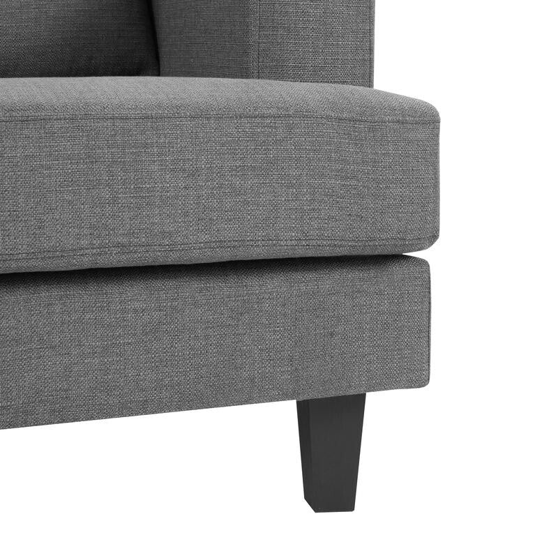 3 Seater Sofa Dark Grey Linen Fabric | Foam Cushions & Square Arm Design