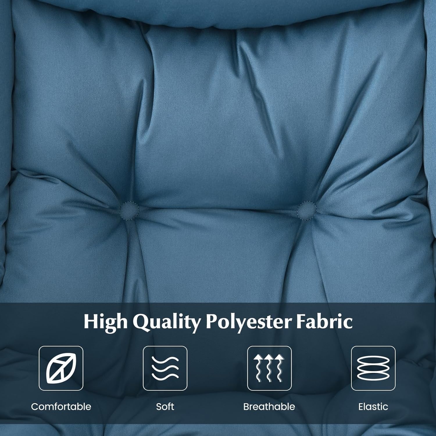 Fabric Lounge Armchair with Footstool Comfy Reading Chair Navy