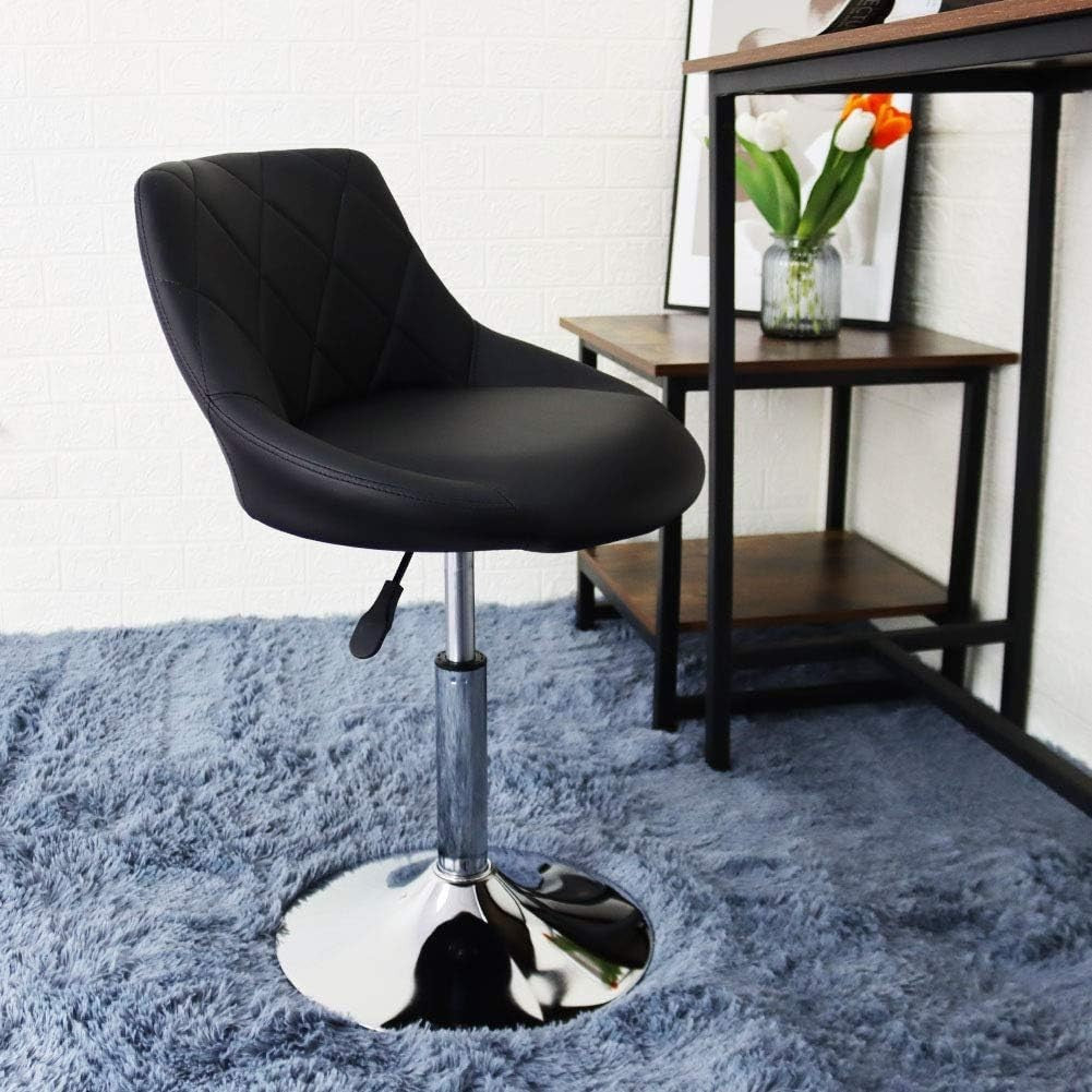 Adjustable PU Leather Swivel Bar Stool | Low Counter Breakfast Chair
