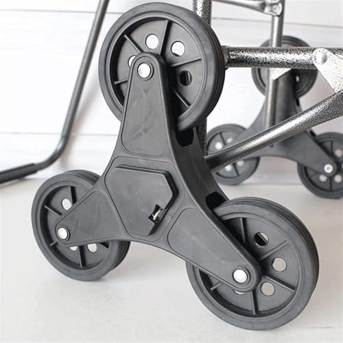 Foldable Grocery Cart w/ Seat Heavy Duty Stair Climber Trolley Lightweight