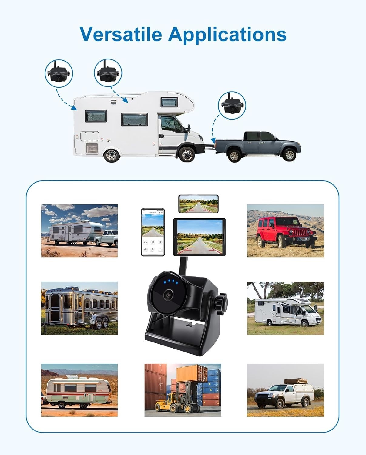 1080P Wireless Magnetic Reversing Camera WiFi Night Vision IP69K RV