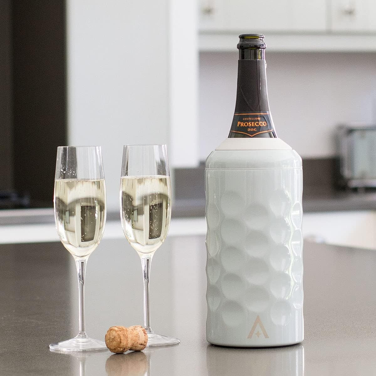 Wine Bottle Cooler Grey Stainless Steel Double Wall Vacuum Chiller Gift
