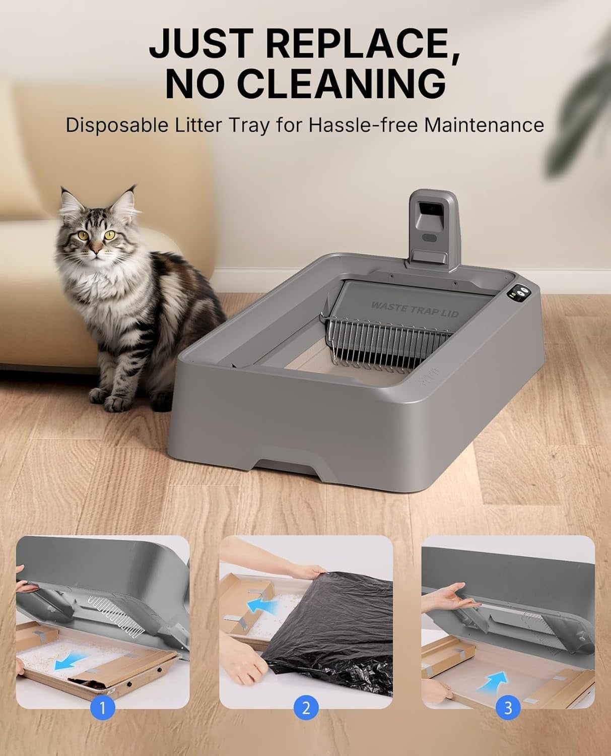 AI Camera Self Cleaning Cat Litter Box Crystal Litter App Control