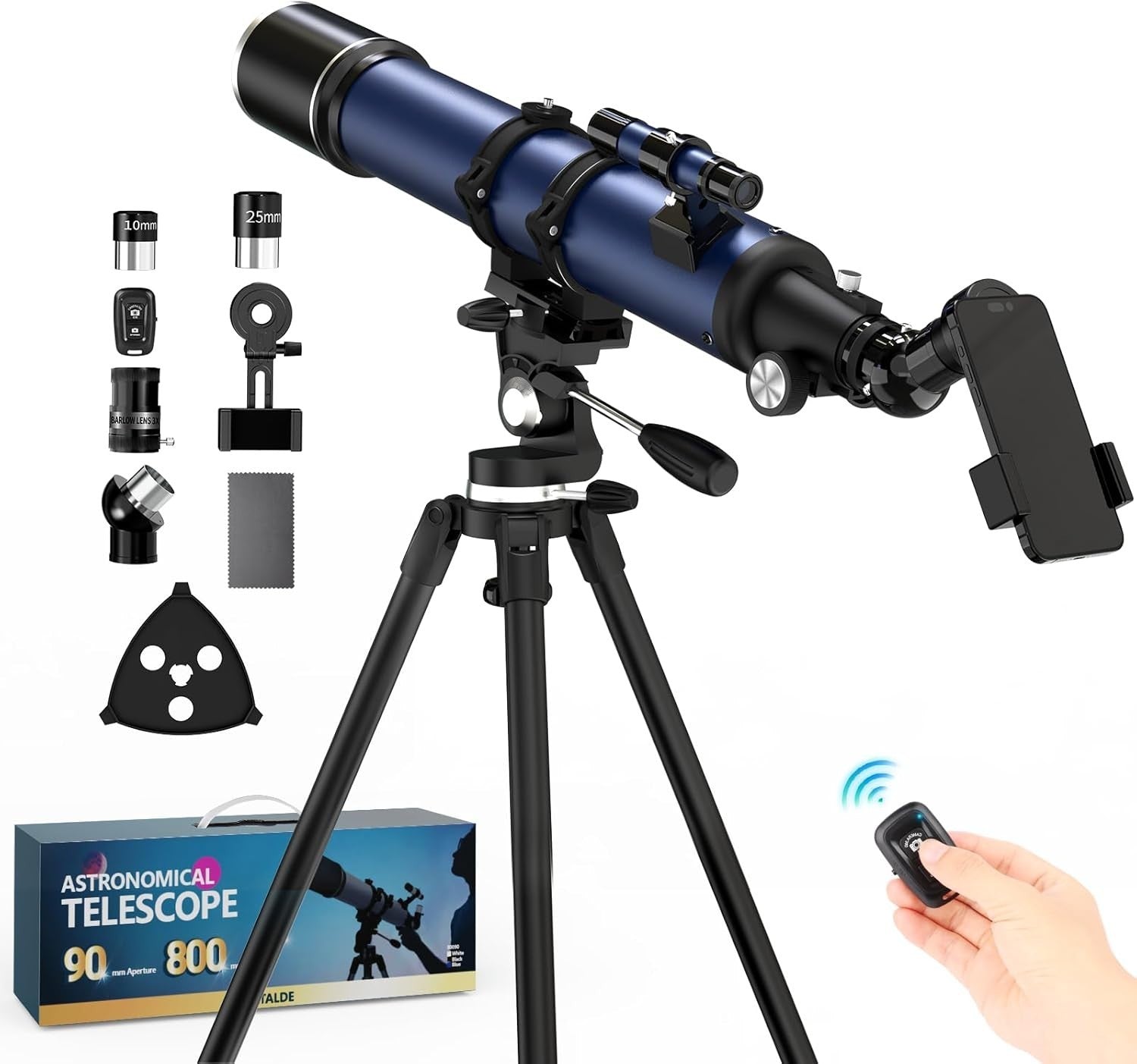 Advanced Telescope 90mm Refractor 32X-240X Astronomy Kit Blue Tripod