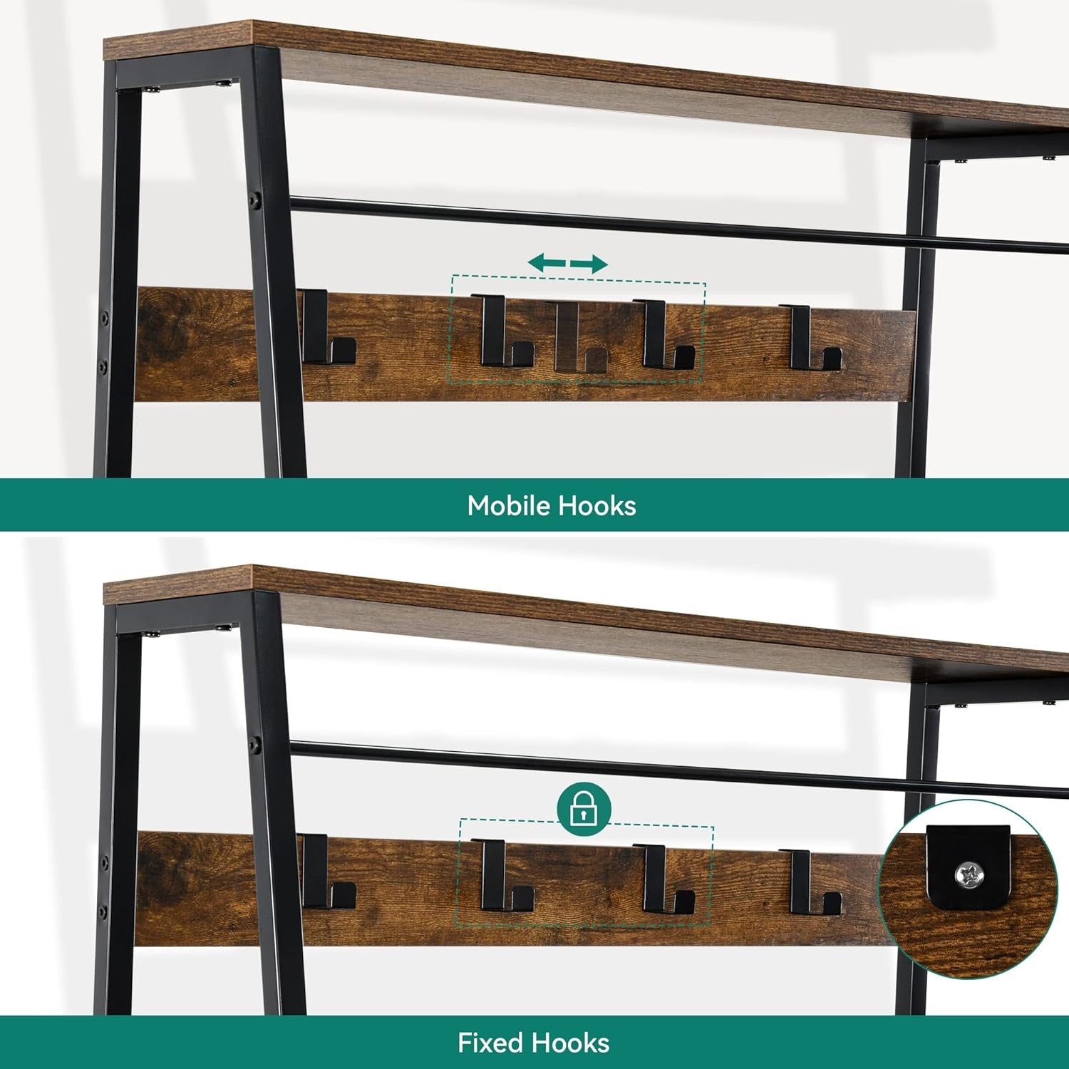 Rustic Brown Hall Tree Coat Rack | Bench with Shoe Storage & Drawers Organizer