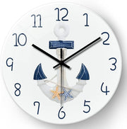 Large 16" Nautical Wall Clock Silent Anchor Design Coastal Home Decor