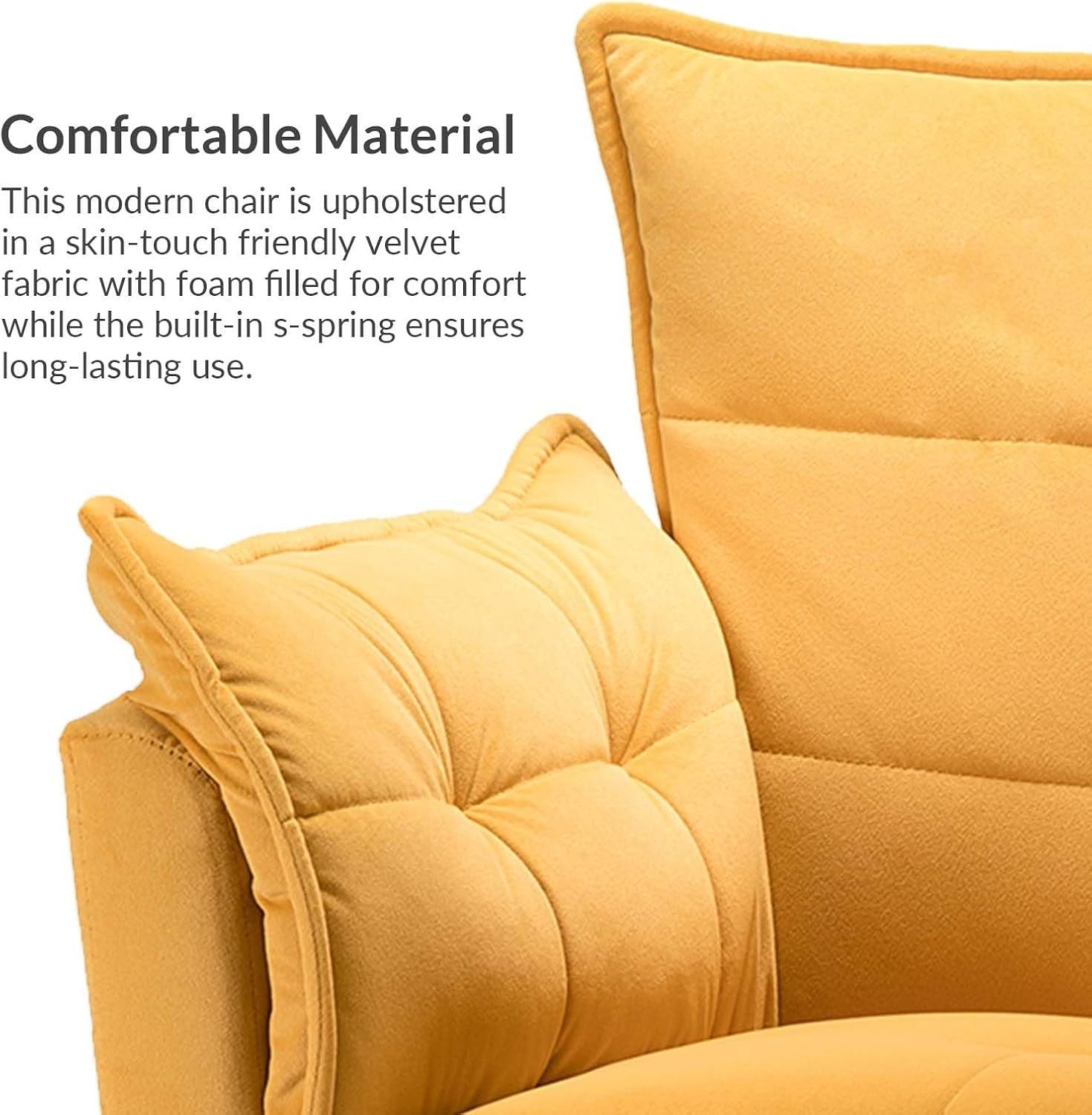 Yellow Modern Tub Accent Chair Gold Metal Legs Upholstered Lounge Chair