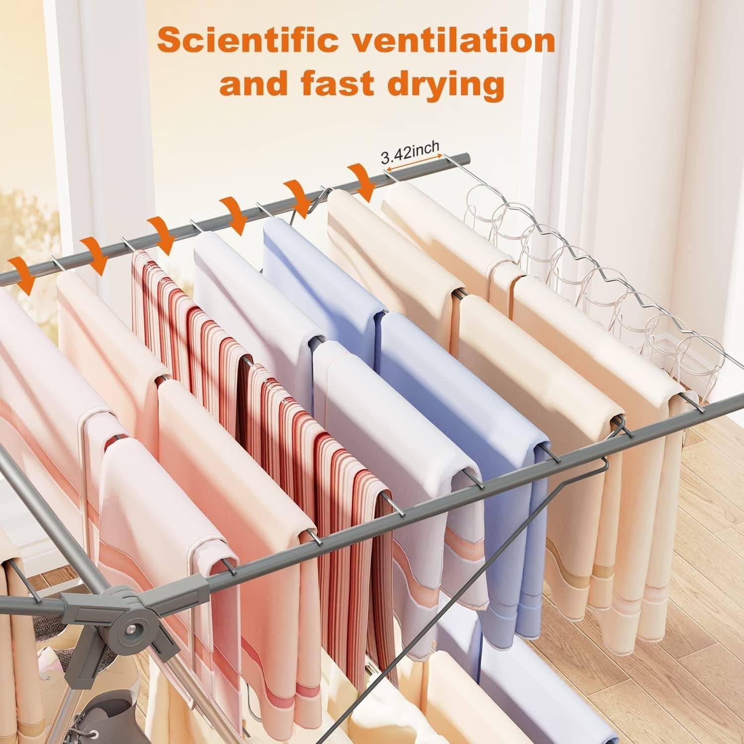 Foldable Clothes Airer 33 Rails Stainless Steel Indoor Outdoor Drying Rack