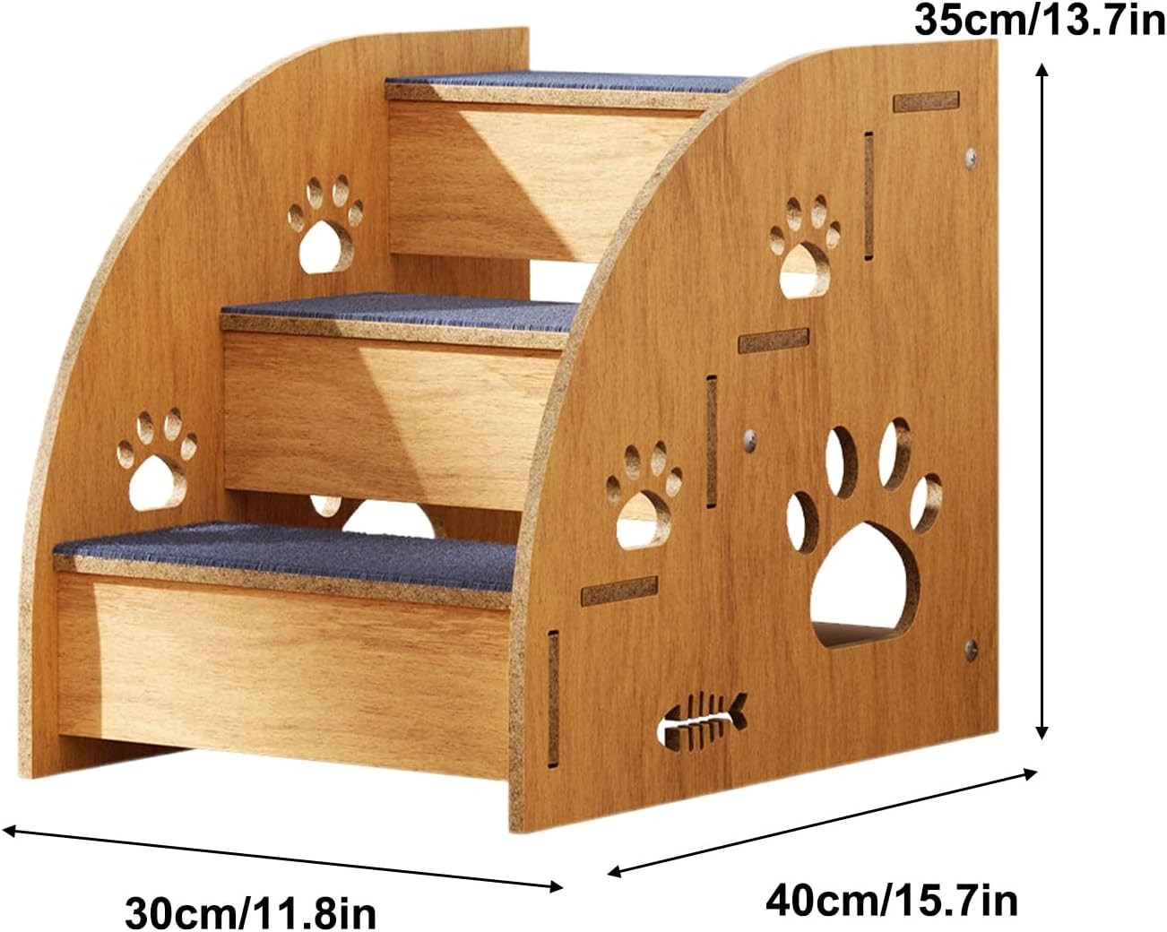 Brown Wooden Pet Stairs for Bed Non Slip Dog & Cat Steps