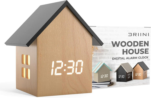House Shaped Digital Alarm Clock Display Temperature Modern Bedside Decor