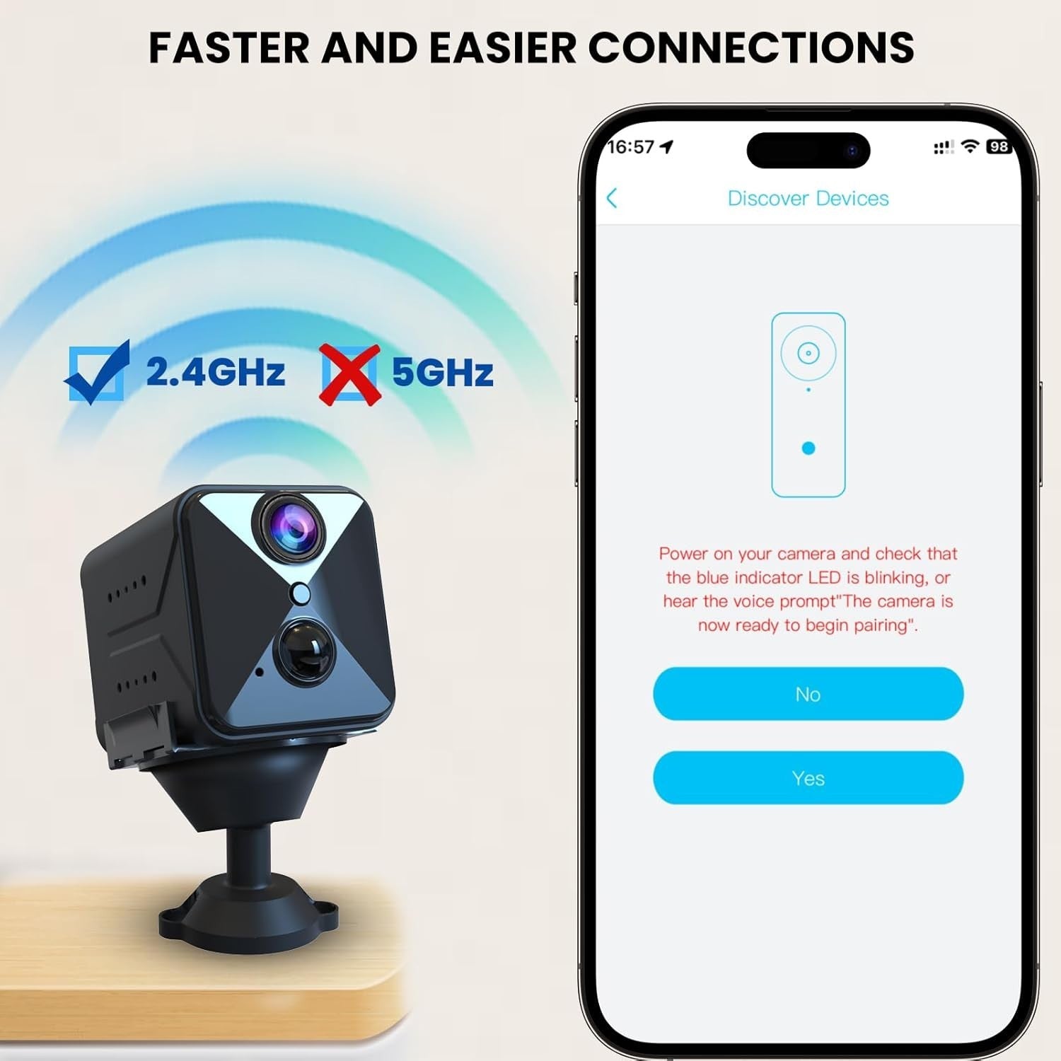 2K Mini WiFi Security Camera Wireless Night Vision Motion Detection