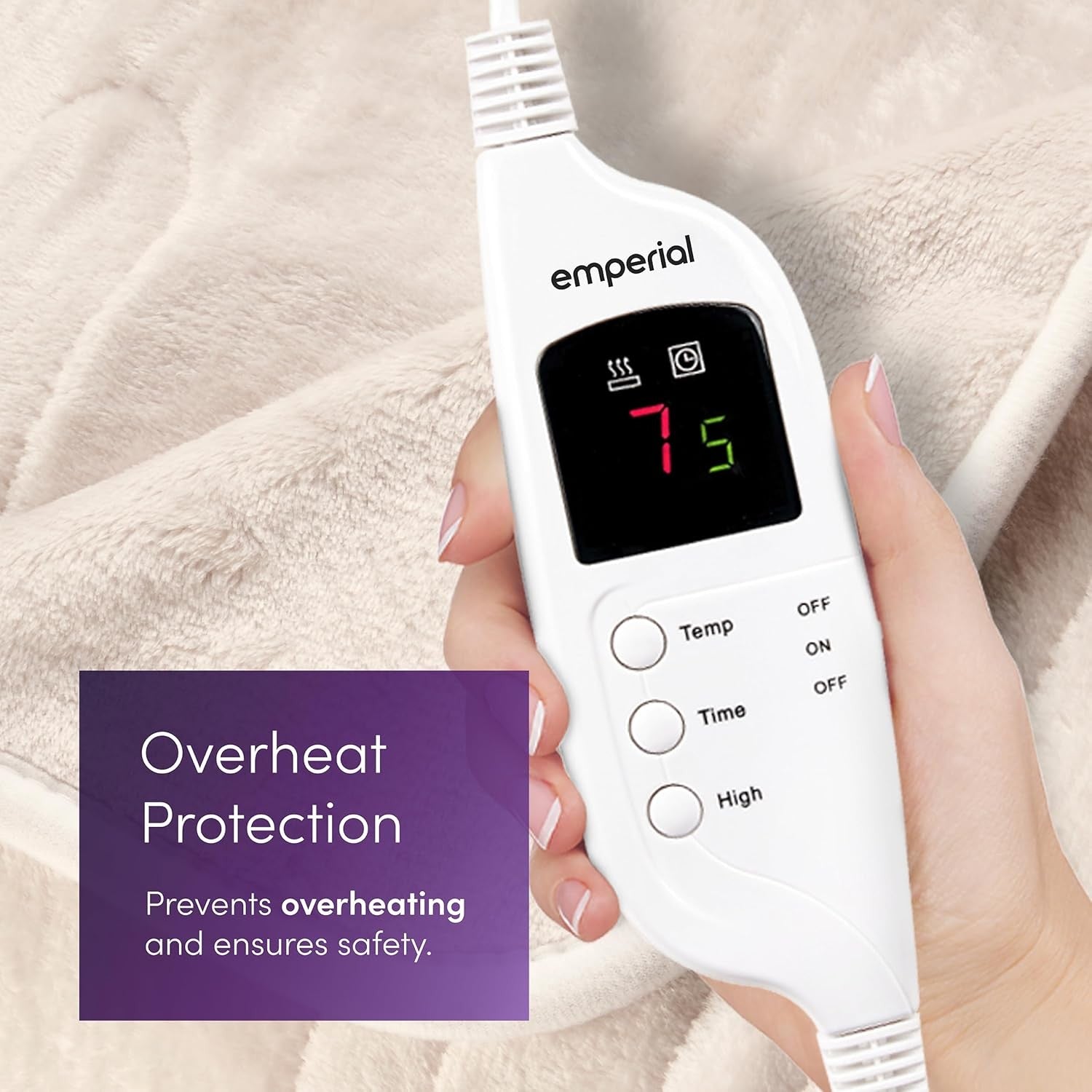 Electric Heated Throw Blanket 9 Heat Settings Soft Fleece 160x130cm