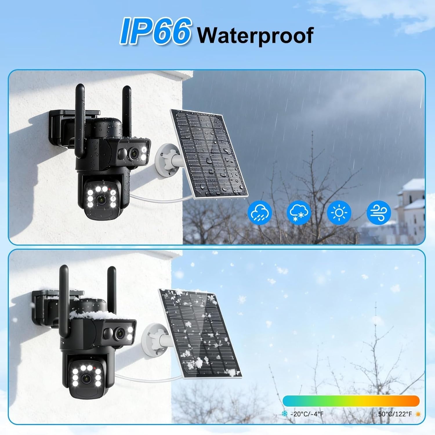 4K Solar Security Camera Wireless Dual Lens PTZ Color Night Vision