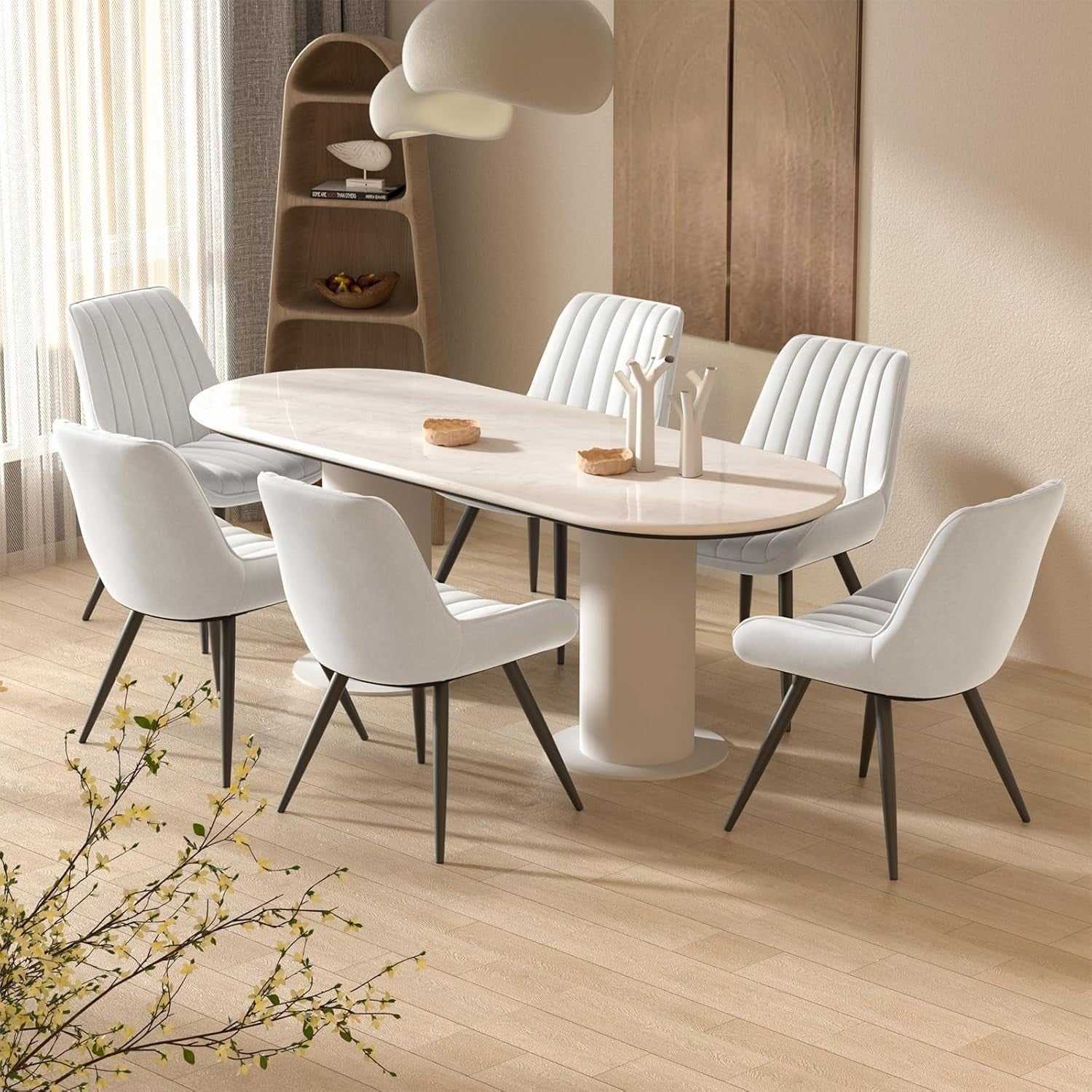 Set of 6 Stylish Upholstered Dining Chairs | Soft Padding & Durable Metal Legs