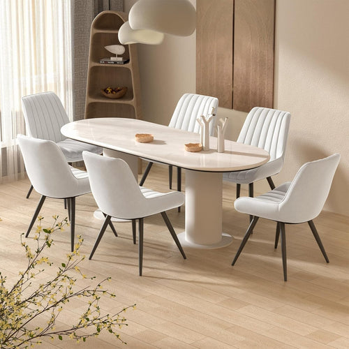 Set of 6 Stylish Upholstered Dining Chairs | Soft Padding & Durable Metal Legs