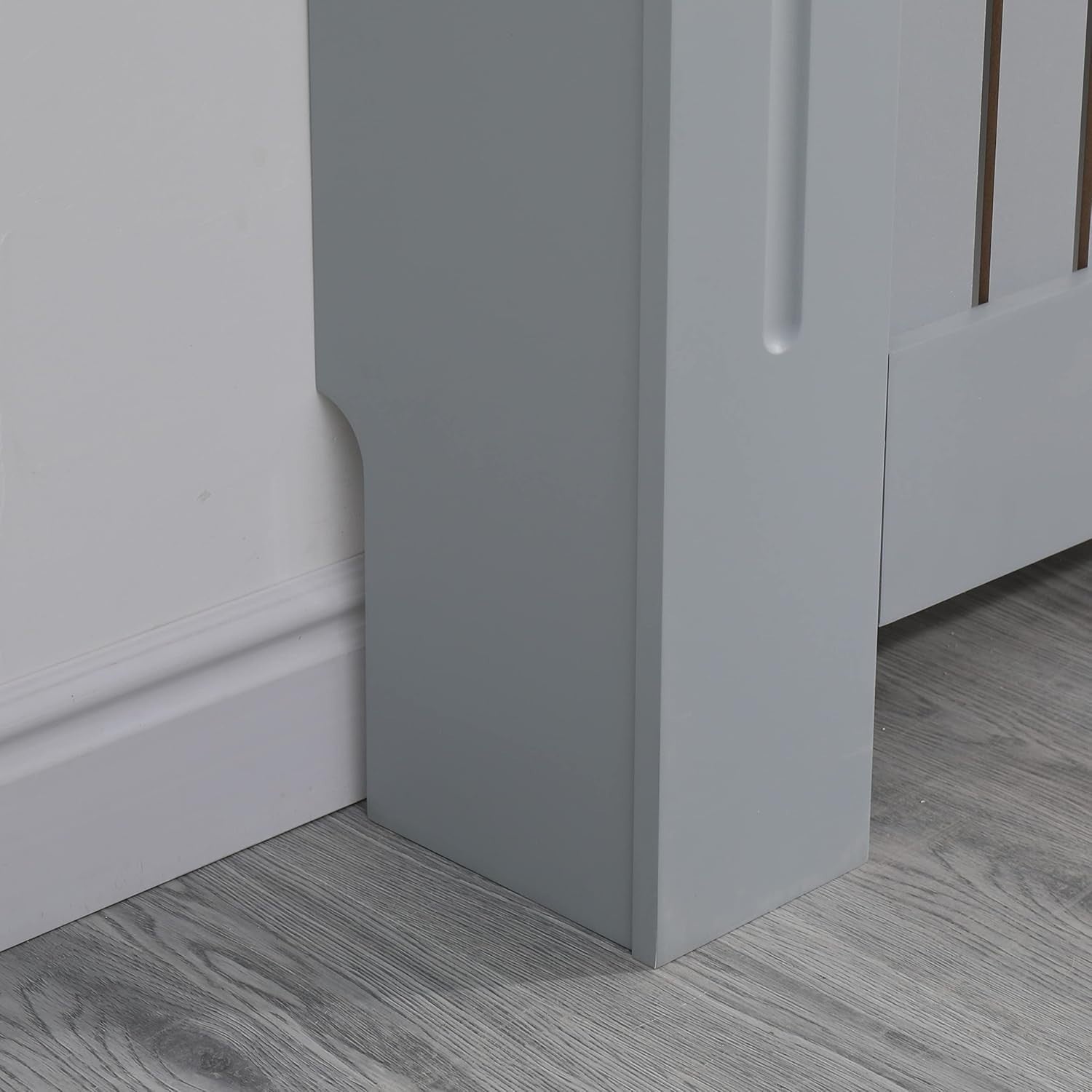 Small Grey Radiator Cover | Modern MDF Vertical Slat Cabinet – Compact Design