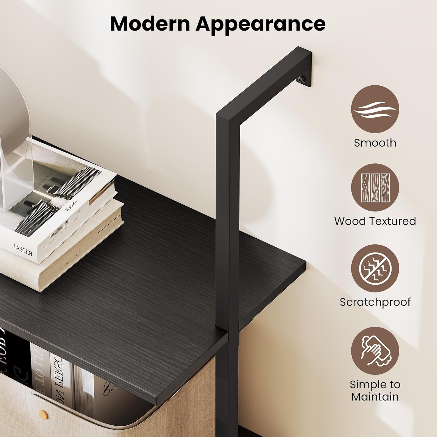 4 Tier Ladder Shelf Wall Mounted Bookcase Metal Frame Storage Rack