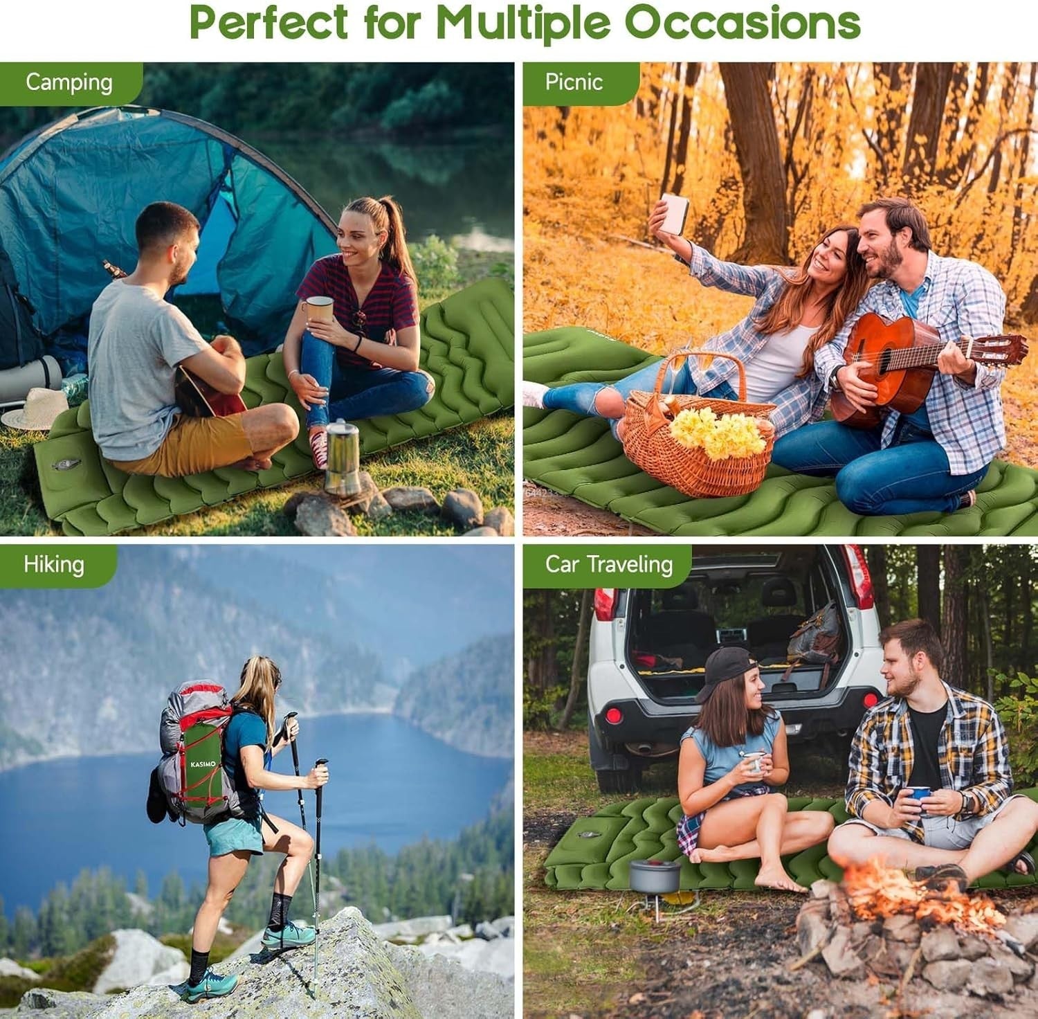 Ultralight Self-Inflating Camping Mat with Pillow | Portable Hiking Bed