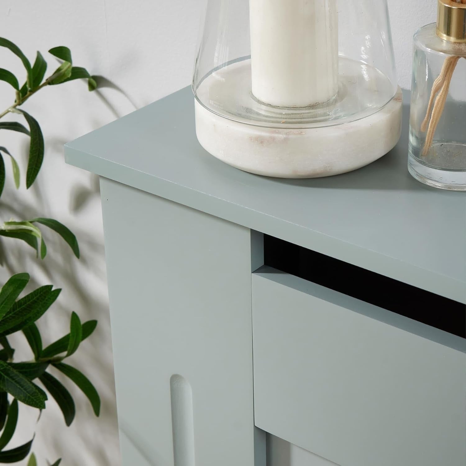 Grey Radiator Cover Wooden Slatted Grill Cabinet Shelf 78x19x82cm Small
